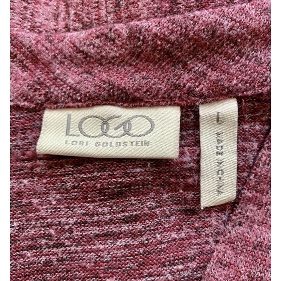 LOGO Lori Goldstein Maroon Assymetrical Pocket Full Zip Jacket Sweater Large - Picture 2 of 8